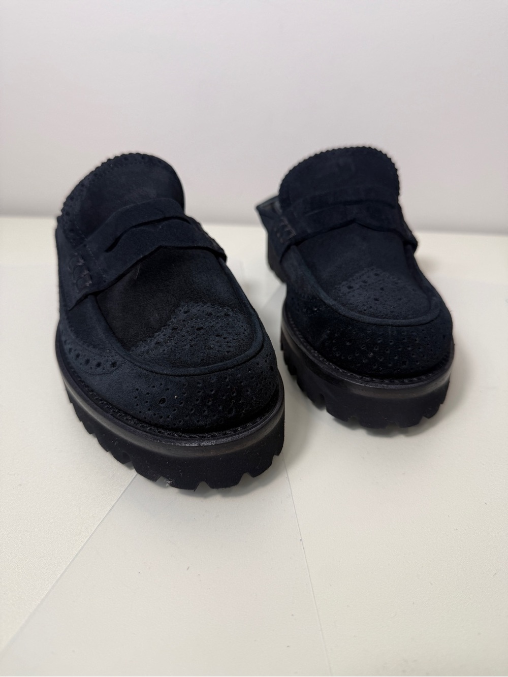 The Office Of Angela Scott Miss Emma Platform Mules Black Suede Women Shoes 37.5